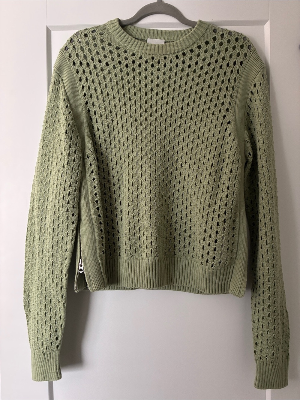 VARLWY—Snow SageOpen-Knit Women’s Sweater-M